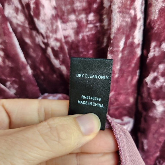 NWT DAF House Asymmetric Velvet Wrap Style Mini Dress - Mauve - Picture 9 of 10
